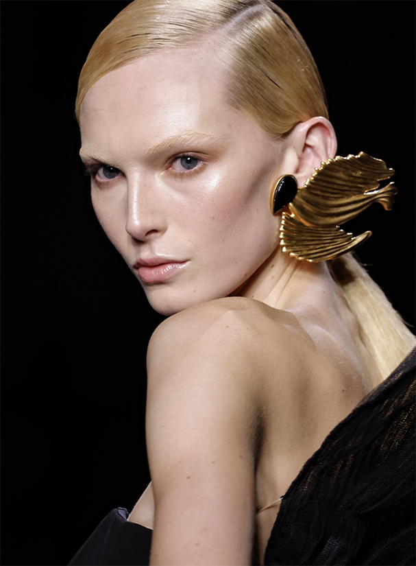 Colombe earrings worn by Alex Consani — Nina Ricci by Elsa Sen