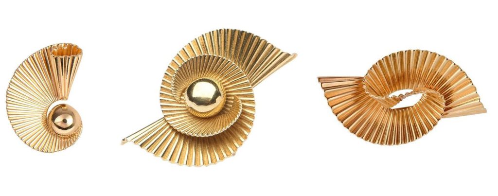 Vintage American jewelry — Raymond Yard and Tiffany earrings, 20th century, reference for Elsa Sen