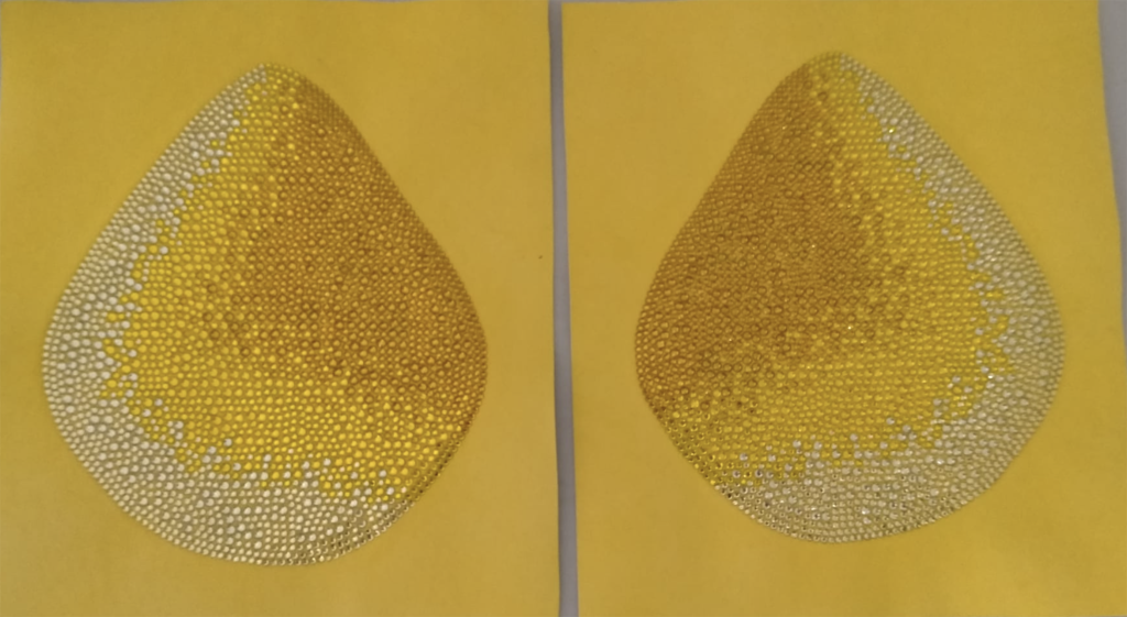 Rhinestone pavé design and placement sketch — Oscar de la Renta pear clutch by Elsa Sen