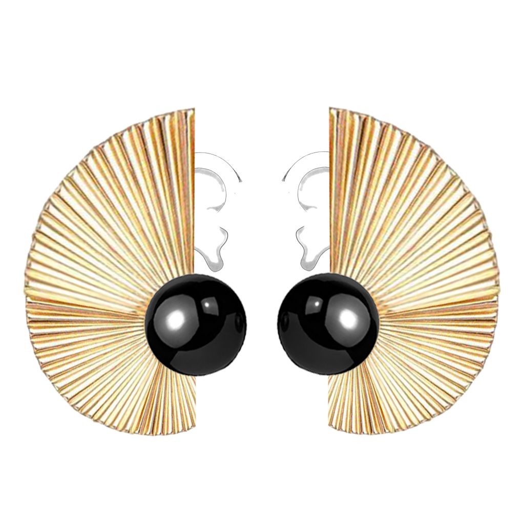 Pleated half-circle earrings — Nina Ricci, designed by Elsa Sen