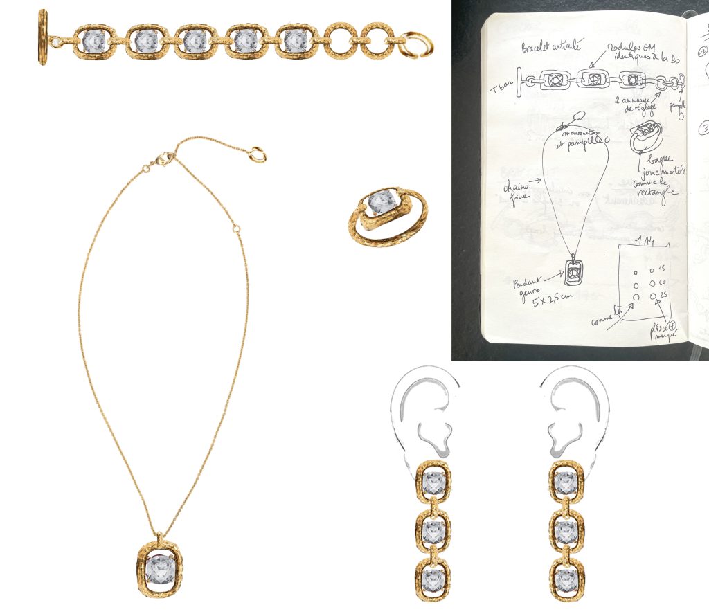 Modern rhinestone earrings — Oscar de la Renta, designed by Elsa Sen